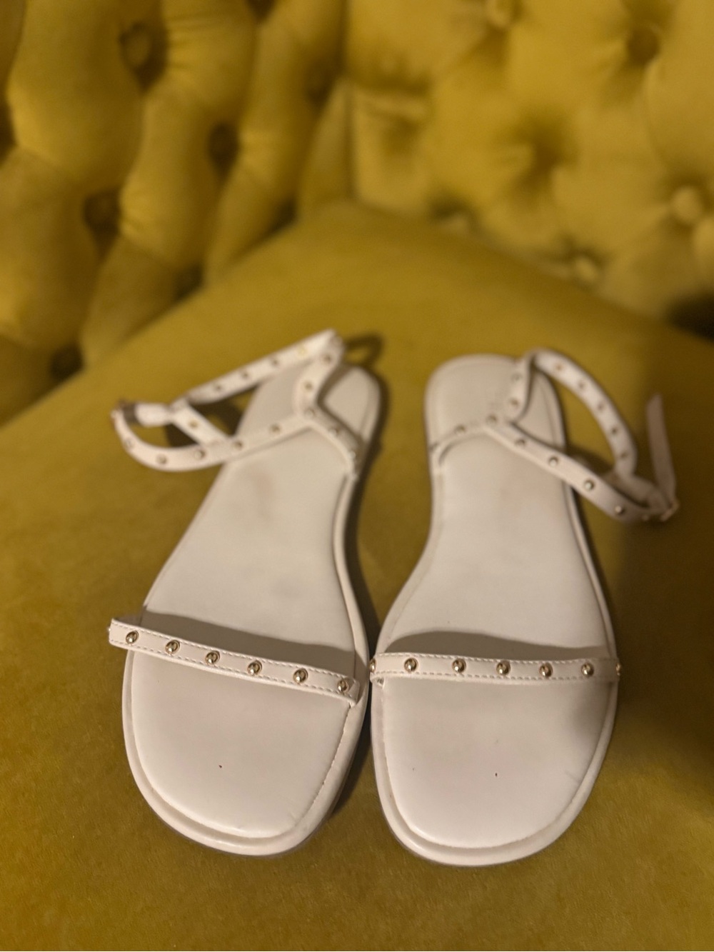 Forever 21 White Studded Ankle-Strap Sandals